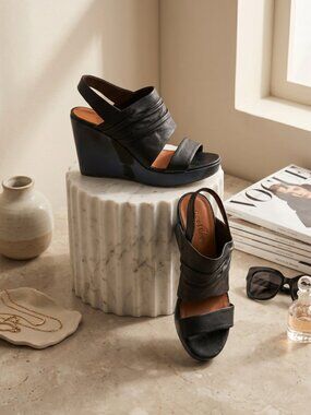 Leather Platform Wedge Sandals Made in Spain